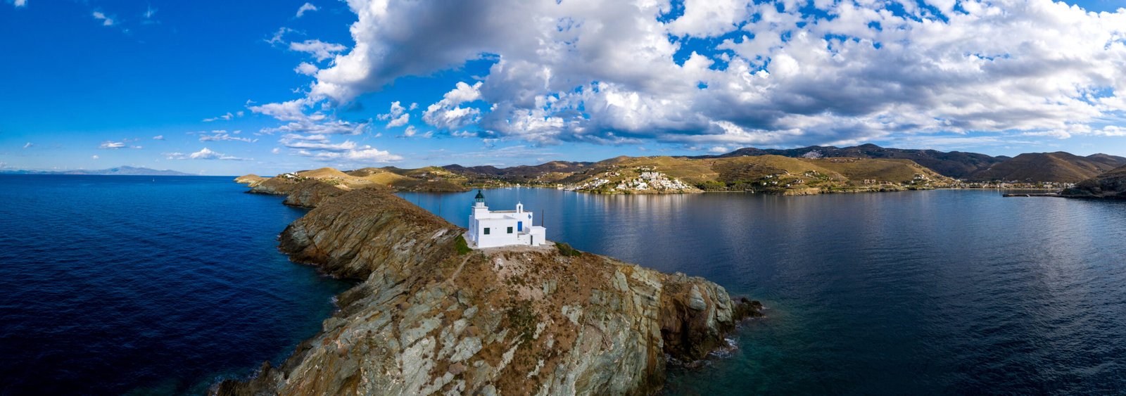 Kea island landscape from the sea, Cyclades